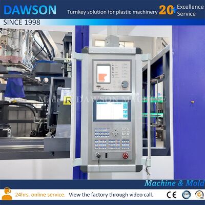 Macchina per soffiaggio di plastica a 4 zone di riscaldamento con viti, linea di produzione di bottiglie per taniche in HDPE, forza di chiusura 270 KN, tecnologia
